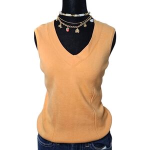Rafaella Sleeveless V-Neck Vest in Warm Peach Y2K